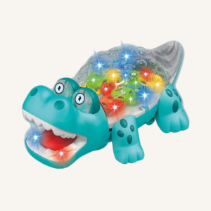 transparent gear crocodile toy with colorful lights and music for kids