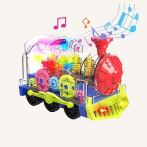 Transparent engine toy train with lights and music
