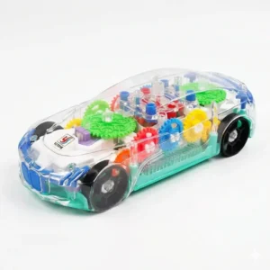 Transparent Gear Toy Car with LED Lights and Sound for Kids