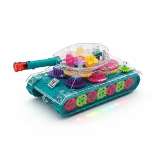 Transparent Gear Tank Toy with LED Lights and Moving Gears